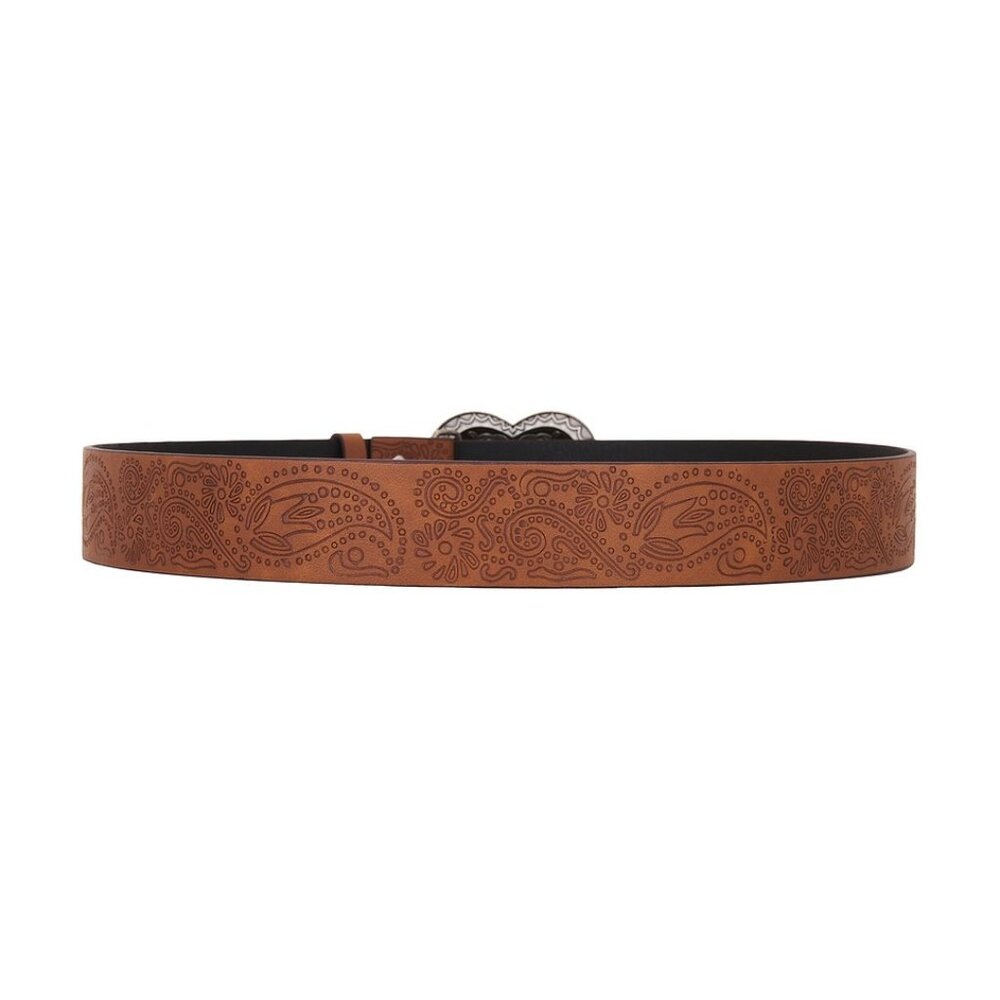 New Lovers and Friends Heart Buckle Belt in Brown Silver leather western cowboy - Picture 2 of 8